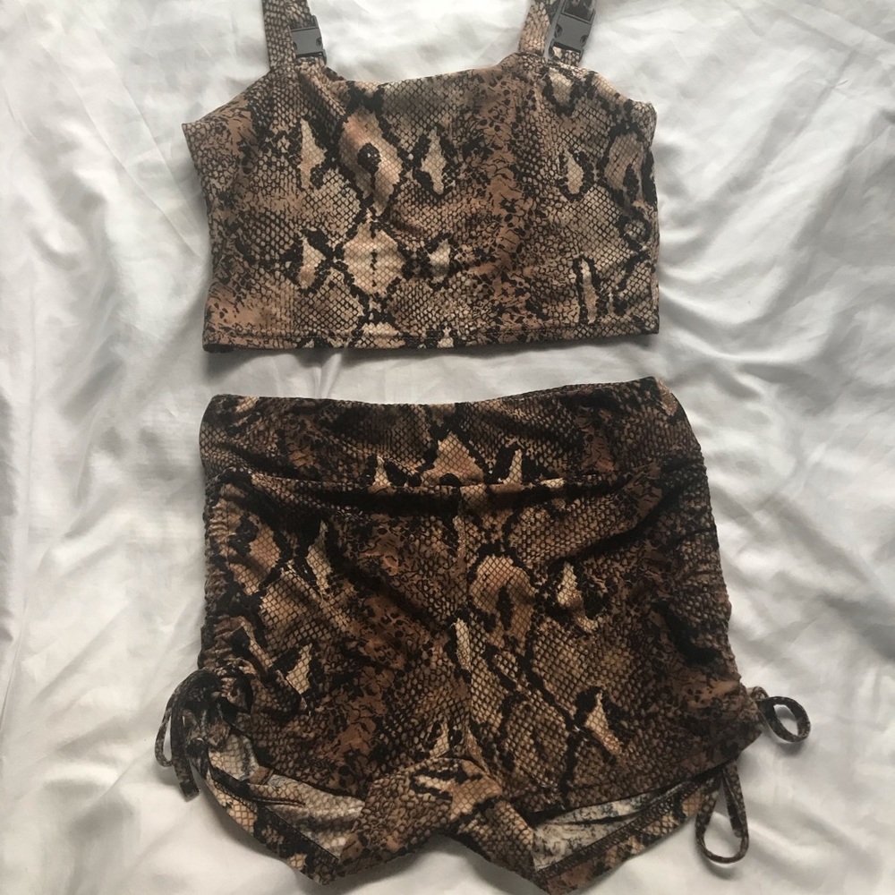 Snake skin top and short matching set